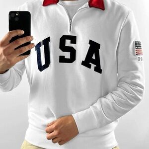 White Polo Ralph Lauren USA quarter zip sweatshirt polo - Men’s